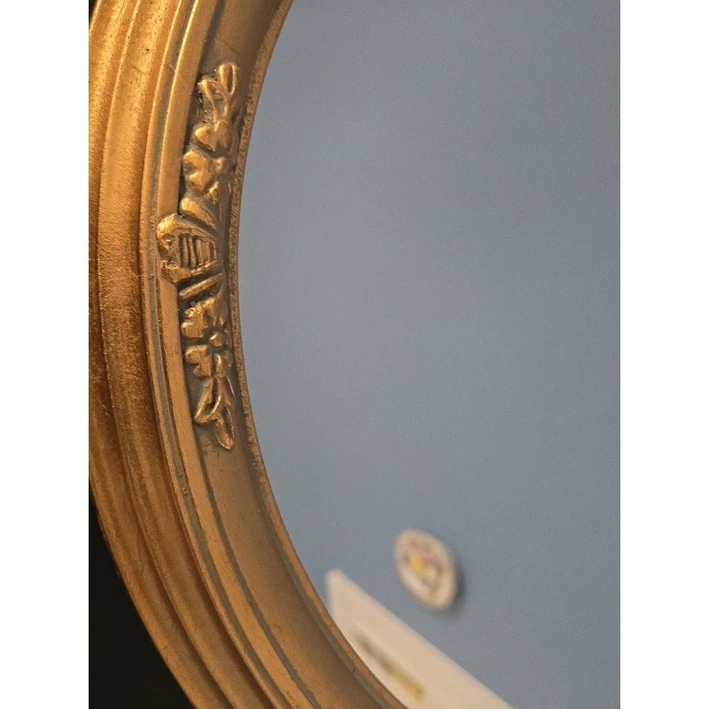 Uttermost Mirror Company Gold Narrow Oval Ornate Framed Wall Mirror Vintage